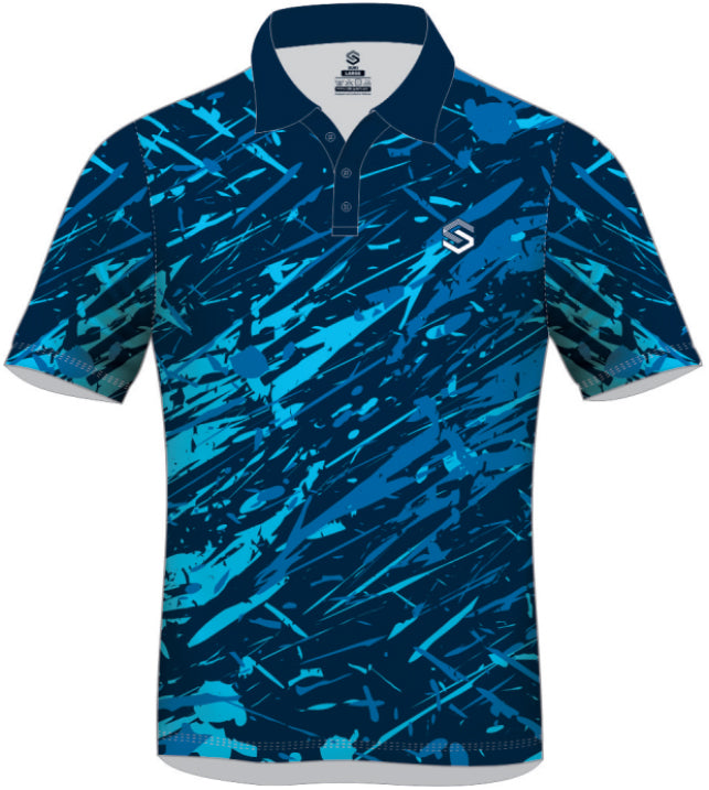 ULTIMATE365 PRINTED MESH GOLF POLO Blue Trio