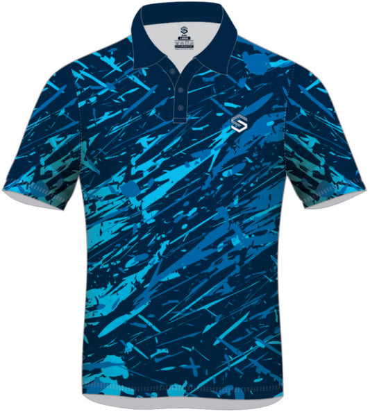 ULTIMATE365 PRINTED MESH POLO SHIRT Blue Trio