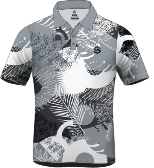 ULTIMATE365 PRINTED MESH POLO SHIRT Grey Wild