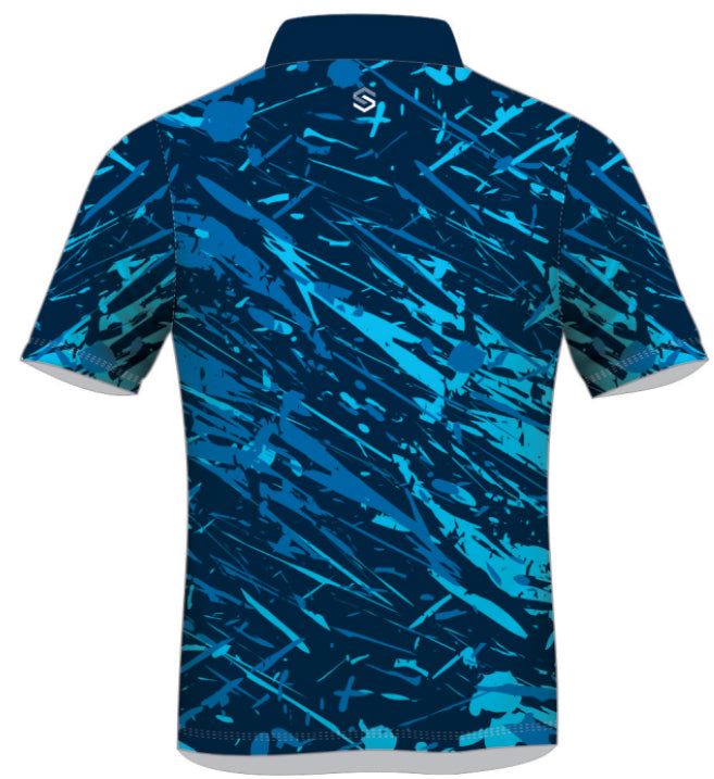 ULTIMATE365 PRINTED MESH GOLF POLO Blue Trio